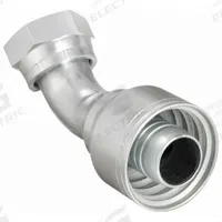 AEROQUIP Hydraulic Crimp Fitting: Steel x Steel, 45° Elbow, -20 For Hose Dash Size, ORS x Crimp (MPN 1AA20FRA20). Key specifications — Fitting Gender: Female x Genderless; Fitting Connection Type: ORS x Crimp; For Hose Dash Size: -20; Thread Size: 1-11/16"-12; Brand: AEROQUIP.