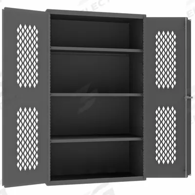 DURHAM MFG Storage Cabinet: 36 in x 24 in x 84 in, 3 Adj Shelves, Swing Handle & Keyed - Industrial Ventilated Shelf Cabinets