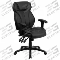 FLASH FURNITURE Office Chair: Hansel, Ht, Black, Faux Leather Material, 26 in Back Ht, 21 in Seat Wd (MPN BT-9835H-GG). Key specifications — attr995518: Hansel; attr982877: Black; attr982913: Yes; attr982865: Black; attr982870: FLASH FURNITURE; attr982901: Black.
