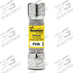 Solar Fuse: PVM Series, Fast-Acting, 30 A, 600 V DC (MPN PVM-30). Key specifications — Series: PVM; Brand: BUSSMANN.
