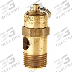 CONRADER Safety Valve: Soft Seat, 3/8 in (M)NPT Inlet (In.), 3/8 in (F)NPT Outlet (In.), Brass (MPN SRV250-38-250 SST). Key specifications — attr291993: Soft Seat; attr291998: Brass; attr292007: Silicone; attr292009: Brass; attr294753: CONRADER.