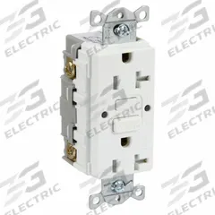 HUBBELL GFCI Receptacle: Duplex, 5-20, White, GFCI, 125V AC, 20 A, 2 Pole / 3 Wire (MPN GFRTR20W)