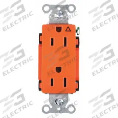 HUBBELL Receptacle: Decorator Duplex, 5-15, Orange, 125V AC, 15 A, 2 Pole / 3 Wire (MPN IG15DR)
