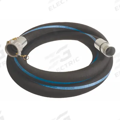 CONTINENTAL Water Suction and Discharge Hose: 4 in Hose Inside Dia., 150 psi, Black - EPDM Water Suction & Discharge Hose Assemblies with EPDM Cover with Spiral-Plied Synthetic Fabric & Wire Helix Reinforcement