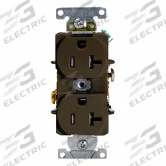 LEVITON Tamper-Resistant Duplex Receptacle: Duplex, 5-20, Brown, 125V AC, 20 A, 2 Pole / 3 Wire (MPN T5362)