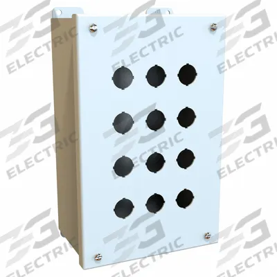 HAMMOND Push Button Enclosure: 22mm, 12 Holes, Carbon Steel - Enclosures for 22mm Operators