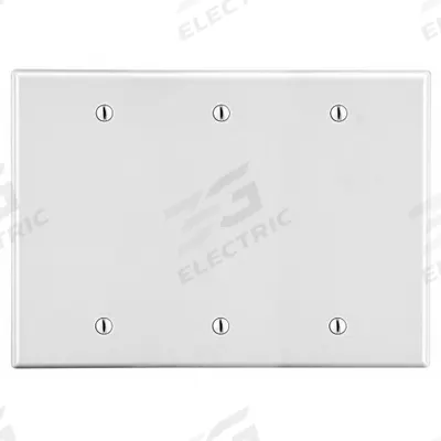 HUBBELL Wall Plate: Blank, 3 Gang, White - General Purpose Wall Plates