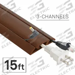 Cable protector: 3 Channels, 2 5/8 in Overall Wd, 5/8 in Overall Ht, 15 ft Lg, Rubber, Brown (MPN CC-RI-CP-15-BN). Key specifications — Color: Brown; Brand: ELECTRIDUCT.