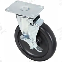 APPROVED VENDOR Plate Caster: Swivel, Side Brake, Polypropylene, 6 in Wheel Dia., 1 1/4 in Wheel Wd (MPN P12S-PB060D-P2-WB-SS). Key specifications — Brand: APPROVED VENDOR; Wheel/Tread Color: Black; Roll Up: Swivel with Brake.