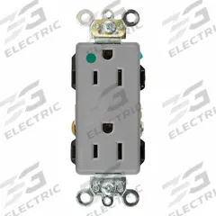 LEVITON Plugs and Receptacles: Duplex, 5-15, Gray, 125V AC, 15 A, 2 Pole / 3 Wire (MPN 16262-HGG)