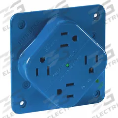 BRYANT Receptacle: Hospital Grade, Quad, 5-15R, Blue, 125V AC, 15 A, 2 Pole / 3 Wire (MPN 1254HSA)