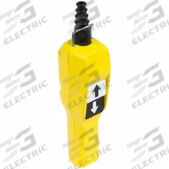 SCHNEIDER ELECTRIC Pendant Control Station: (2) Push Buttons, 1NO, Up/Down, NEMA 1/4/4X/5 (MPN XACA211). Key specifications — AC Contact Rating: 3 A @ 250 V; Action: Momentary/Momentary; DC Contact Rating: 0.27 A @ 250 V; Enclosure Material: Plastic; Hub Style: Dead-End; Legend: Up/Down; Operator Configuration: (2) Push Buttons; Brand: SCHNEIDER.