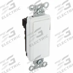 HUBBELL Wall Switch: Rocker Switch, Single Pole, Maintained, White, 120/277V AC, 15 A (MPN RSD115PLW). Key specifications — Illuminated: Yes; Voltage Rating: 120/277V AC.