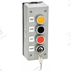 AMERICAN GARAGE DOOR SUPPLY Control Station: Open-Close-Stop, Double Pole, Outdoor, Surface Mount (MPN 3BXLT). Key specifications — attr1070078: Non-Metallic Enclosure; attr92627: 3BXLT; attr93592: AMERICAN GARAGE DOOR SUPPLY; attr1070071: Gate Operators; attr1070072: Double Pole; attr1070073: Open-Close-Stop; attr1070075: Outdoor; attr1070080: Surface Mount.