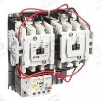 EATON NEMA Magnetic Motor Starter: Reversing, 3 Poles, NEMA Size 1, 27 A, 120V AC Coil (MPN AN59DN0A5E020). Key specifications — Brand: EATON; Auxiliary Contact Form: 1NO; Coil Voltage: 110/120V AC; Phase: Three; Operator: None; Operator Controls: None; Auxiliary Contacts Included: 1NO; Signaling Features: Pilot Light.