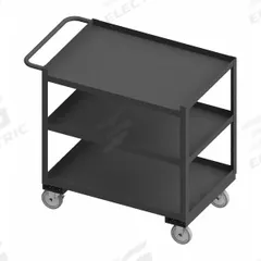 WESTWARD Utility Cart: 1,200 lb, 36 in L x 24 in W Shelf, 42 in L x 24 in W x 38 in H Overall Dim (MPN RSC-2436-3-1TLD-95W). Key specifications — Caster/Wheel Configuration: (2) Rigid; Brand: WESTWARD; Caster Wheel/Tread Material: Polyurethane.