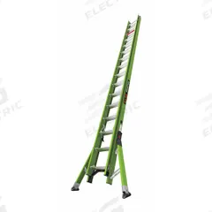 LITTLE GIANT Extension Ladder: 32 ft Ladder Size, Fiberglass, 375 lb Load Capacity, 69 lb Wt (MPN 17232). Key specifications — attr1049495: Green; attr1049493: LITTLE GIANT; attr1049496: Ground Cue; attr1049511: Fixed.