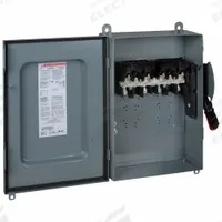 SQUARE D Safety Switch: Non-Fusible, 30 A, Three Phase, 600V AC, Galvanized Steel, Indoor/Outdoor (MPN HU461AWK). Key specifications — attr867131: SQUARE D.