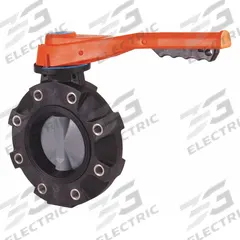HAYWARD Butterfly Valve: 8 in Pipe Size, Concentric, 150 psi Max. Pressure (CWP), Lug, 8 Bolt Holes (MPN BYV44080A0NLI00). Key specifications — Brand: HAYWARD; Handle Type: Lever; Disc Material: Glass-Filled Polypropylene.