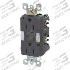 LEVITON GFI Receptacle: Decorator Duplex, 5-15, Black, GFCI, 125V AC, 15 A, 2 Pole / 3 Wire (MPN GFNL1-E)
