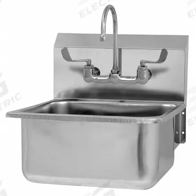 SANI-LAV Hand Sink: 1 Stations, 10 in Bowl Dp, 19 in Bowl Lg, 16 in Bowl Wd, Faucet Included - One-Station Wall-Mounted Hand Sinks with Faucets
