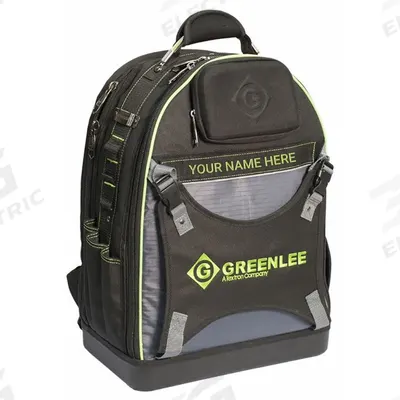 GREENLEE Tool Backpack: 10 in W 10 in D 20 1/2 in H, Polyester, Black, 27 Inside Pockets - Polyester Tool Backpacks