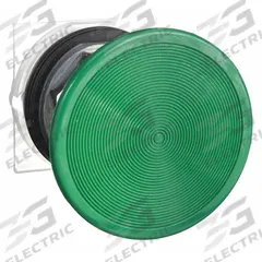 SCHNEIDER Mushroom Head Push Button: Green, 30 mm Mounting Size, Metallic, Momentary (MPN 9001KR25G). Key specifications — Brand: SCHNEIDER; Action: Momentary; Series: 9001K; Push Button Material Type: Metallic.