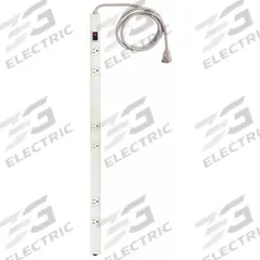 HUBBELL WIRING DEVICE-KELLEMS Outlet Strip: 6 Outlets, 6 ft Cord Lg, 15 A Current, White, 5-15P (MPN PT153112P). Key specifications — Brand: HUBBELL WIRING DEVICE-KELLEMS; Mounting Style: Screw.
