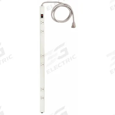 HUBBELL WIRING DEVICE-KELLEMS Outlet Strip: 6 Outlets, 6 ft Cord Lg, 15 A Current, White - Industrial Power Strips
