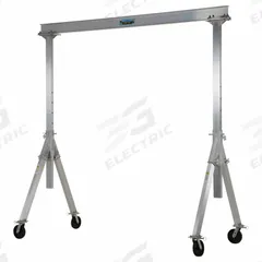 APPROVED VENDOR Adjustable Gantry Crane: Fixed Span, Adj Ht, 2,000 lb Load Capacity, Aluminum (MPN AHA-2-8-12). Key specifications — Rotating Legs: No; Brand: APPROVED VENDOR; Height Adjustability: Adjustable Height; Mobility Under Load: Stationary.