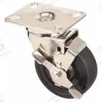 APPROVED VENDOR Plate Caster: Swivel, Side Brake, Rubber, 4 in Wheel Dia., 1 1/4 in Wheel Wd (MPN 33H637). Key specifications — attr1100274: APPROVED VENDOR; attr1100312: Black; attr1176041: Swivel with Brake.