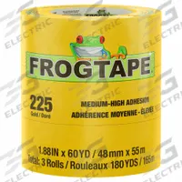 SHURTAPE Painter's Tape: CP 225, Gold, 1 7/8 in Roll Wd, 60 1/8 yd Overall Roll Lg, 5.9 mil Thick (MPN 105322). Key specifications — Series: CP 225; Brand: SHURTAPE; Backing Material: Crepe Paper; For Location: Indoor; For Surface Type: Rubber; Manufacturer Part Number: 105322.