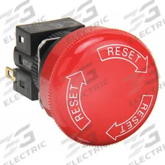 OMRON Emergency Stop Push Button: Non-Illuminated, Mushroom Head Profile, Non-Metallic, 16 mm, 1NC (MPN A165E-S-01). Key specifications — Brand: OMRON; Action: Maintained; Series: A165E; Terminal Connection: Solder; Push Button Material Type: Non-Metallic.