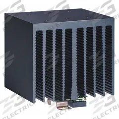CRYDOM Heat Sink: DIN Rail Heat Sink Mounting, Aluminum, 1°C/W Thermal Resist (MPN HS122DR). Key specifications — Manufacturer Part Number: HS122DR; Fan: Yes; For Use With: Single or Dual Solid State Relays; Material: Aluminum; Heat Sink Mounting Style: DIN Rail; Brand: CRYDOM.