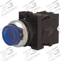 EATON Extended Push Button: Blue, 22 mm Mounting Size, Non-Metallic, Momentary (MPN M22-DLH-B). Key specifications — Brand: EATON; Action: Momentary; Series: M22; Push Button Material Type: Non-Metallic.