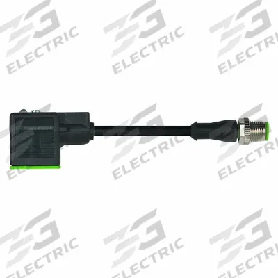 MURRELEKTRONIK Cordset: M12 Male Straight x DIN Form A, 0.3 m Cable Lg, PUR, Black, 3 Pins - DIN Form A Solenoid Connector x M12 Cordsets