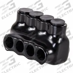 POLARIS Multitap Connector: 4 Port, Single-Sided Entry, 14 AWG – 4 AWG Wire Size, Black (MPN IPL4-4B). Key specifications — Body Material: Aluminum; Brand: POLARIS.