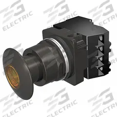 SIEMENS Mushroom Head Push Button: Illuminated, Mushroom Head Profile, Metallic, 30 mm, 1NO/1NC (MPN 52BP2D9AB). Key specifications — Brand: SIEMENS; Action: Maintained; Series: Class 52; Terminal Connection: Pressure Plate; Push Button Material Type: Metallic.