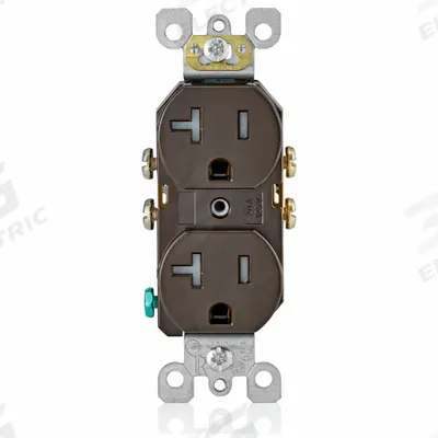 LEVITON Receptacle: Duplex, 5-20, Brown, 125V AC, 20 A, 2 Pole / 3 Wire (MPN T5820) - General Purpose Receptacles