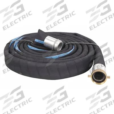 CONTINENTAL Water Discharge Hose: 4 in Hose Inside Dia., 125 psi, Black, 4 in x 4 in Fitting Size - EPDM Water Suction & Discharge Hose Assemblies with Spiral-Plied Synthetic Fabric Reinforcement