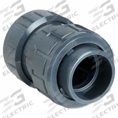ASAHI Ball Check Valve: Ball, Inline Valve Body, PVC, 2 in Pipe Size, True Union Socket, Std, FKM (MPN 1213020). Key specifications — Brand: ASAHI.