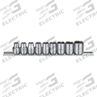 WESTWARD Socket Set: 3/8 in Drive, 9 Piece, 6-Point, SAE - SAE & Metric Socket Sets