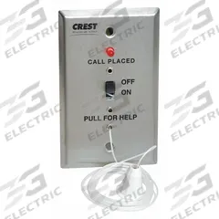 CREST HEALTHCARE SUPPLY Pullcord Station: 2 3/4 in Overall Wd, 24V DC, E-104-1C. Key specifications — Standards: FDA Listed; Manufacturer Part Number: E-104-1C; Color: Silver; Voltage: 24V DC; Brand: CREST HEALTHCARE SUPPLY; Call Station Type: Pullcord Station; Part Type: Station Replacements; Station Type: Pullcord Station.