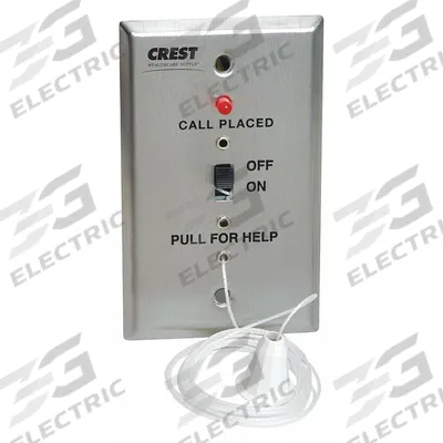CREST HEALTHCARE SUPPLY Pullcord Station: 2 3/4 in Overall Wd, 24V DC - Call Stations