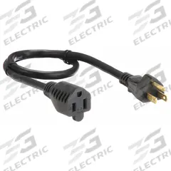APPROVED VENDOR Extension Cord: Indoor Use, 3 ft Lg, Outlet, 5-15P, 16/3, SJT, Black, 13 A Current (MPN 5XFP8ID). Key specifications — Brand: APPROVED VENDOR; Temperature Rating: -4° to 221°F; NEMA Plug Configuration: 5-15P.