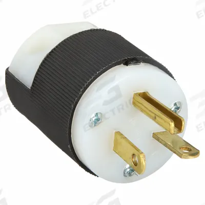 HUBBELL Straight Blade Plug: 6-20P, 250V AC, 20 A, 2 Pole, 3 Blade, Black/White (MPN HBL5466C) - General Purpose Plugs