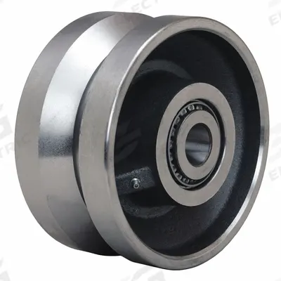 APPROVED VENDOR Track Wheel: 8 in Wheel Dia., 4 in Wheel Wd, 6,500 lb Load Capacity, Steel - V-Groove Track Wheels