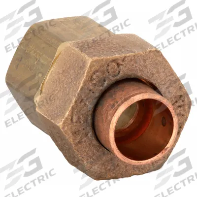 NIBCO Sweat Fitting Union: 3/8 in CTS x 3/8 in Pipe, Cup x FNPT, Bronze (MPN 7333LF 3/8) - Low-Lead Cast Copper & Bronze Tube Fittings