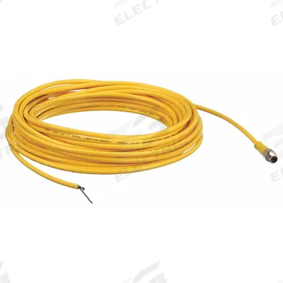 BRAD HARRISON Cordset: M8 Male Straight X Bare Wire, 3 Pins, Yellow, PVC, 10 m Cable Lg - Single-Ended Cordsets with PVC Jacket for Flexing Applications