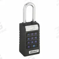 MASTER LOCK Bluetooth Padlock: Black, Long Shackle, Boron Alloy Shackle (MPN 6400LJENT). Key specifications — attr1351169: Bluetooth; attr1320070: 6400; attr1314123: MASTER LOCK.